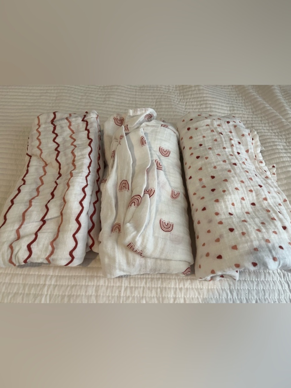 Muslin Swaddle Set with Rust Accent Prints